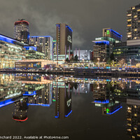 Buy canvas prints of Media city reflections Salford Quays 2 by Steven Blanchard