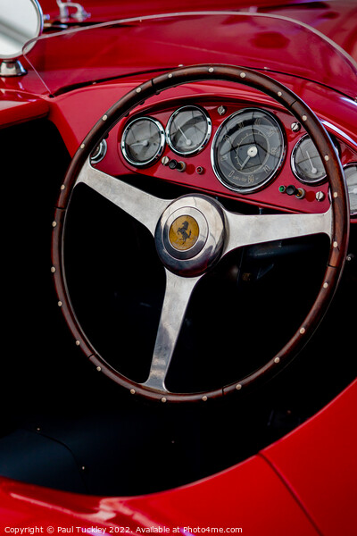 Vintage Ferrari Steering Wheel & Dashboard Detail Picture Board by Paul Tuckley