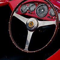 Buy canvas prints of Vintage Ferrari Steering Wheel & Dashboard Detail by Paul Tuckley