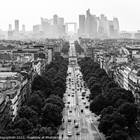 Buy canvas prints of View from Arc de Triomphe at Paris business district La Defense France by Marcin Rogozinski