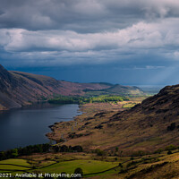 Buy canvas prints of Shaft of Light hitting Low Wood by Wast Water by Adrian Gavigan