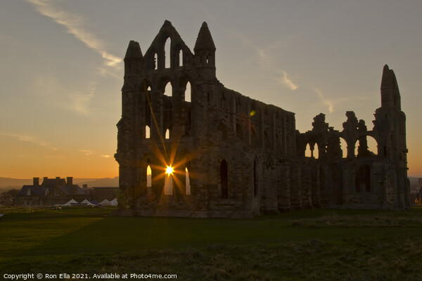 Radiant Whitby Abbey at Sunset Picture Board by Ron Ella