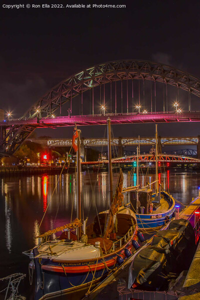 Iconic Tyne Bridge at Night Picture Board by Ron Ella