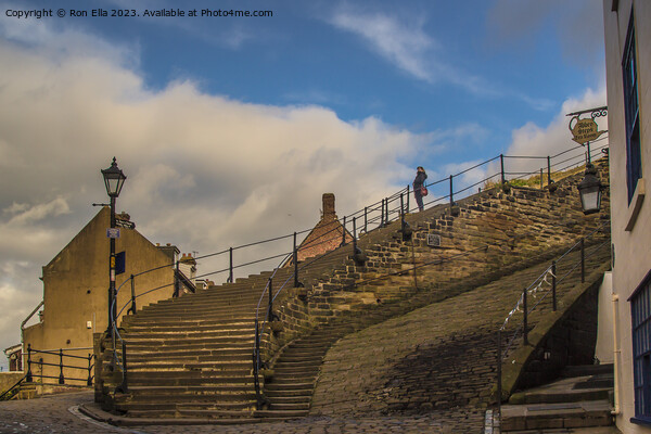 Ascending to Whitby Abbey Picture Board by Ron Ella