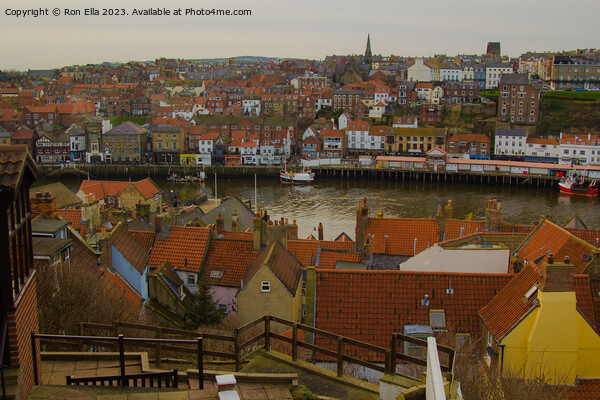 Overlooking Whitby's Scenic Harbour Picture Board by Ron Ella
