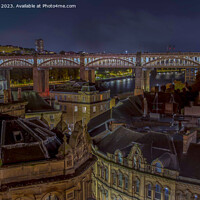 Buy canvas prints of Tyne River Crossing at Dusk by Ron Ella