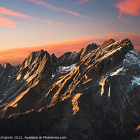 Buy canvas prints of Red Sunset in Alpi Apuane by Stefano Orazzini