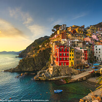 Buy canvas prints of Riomaggiore sunset, Cinque Terre by Stefano Orazzini