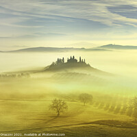 Buy canvas prints of Farmland in a Foggy Morning, Tuscany by Stefano Orazzini