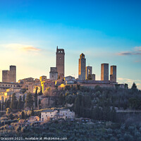Buy canvas prints of Blue Light over San Gimignano by Stefano Orazzini