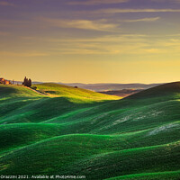 Buy canvas prints of Rolling Hills at Sunset in Crete Senesi by Stefano Orazzini