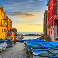 Buy canvas prints of Boats in Riomaggiore. Cinque Terre by Stefano Orazzini