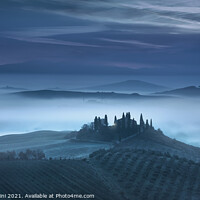 Buy canvas prints of Blue Morning in Val d'Orcia. Tuscany by Stefano Orazzini