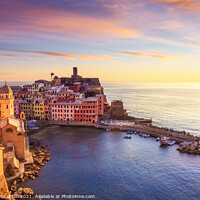 Buy canvas prints of Vernazza Sunset, Cinque Terre, Italy by Stefano Orazzini