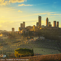 Buy canvas prints of San Gimignano Skyline at Sunset by Stefano Orazzini