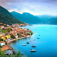 Buy canvas prints of Lezzeno village, Lake Como by Stefano Orazzini