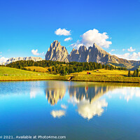 Buy canvas prints of Panoramic Lake View in Alpe di Siusi. Dolomites by Stefano Orazzini