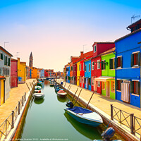 Buy canvas prints of Burano island canal, venetian lagoon by Stefano Orazzini