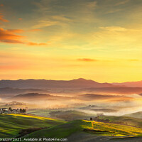 Buy canvas prints of Volterra foggy landscape. Tuscany by Stefano Orazzini