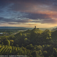 Buy canvas prints of Prosecco Hills, vineyards and San Lorenzo church. by Stefano Orazzini
