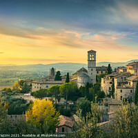 Buy canvas prints of Assisi town at sunset. Umbria, Italy. by Stefano Orazzini