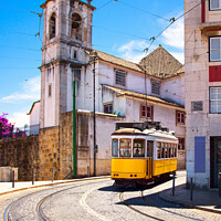 Buy canvas prints of Lisbon tram in Alfama district, Portugal by Stefano Orazzini