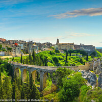 Buy canvas prints of Gravina in Puglia old town, bridge and canyon. Puglia, Italy. by Stefano Orazzini