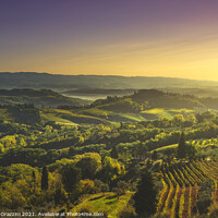 Buy canvas prints of Panoramic view of countryside and vineyards. San Gimignano by Stefano Orazzini