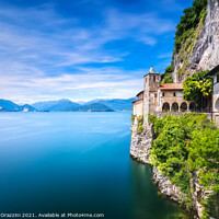 Buy canvas prints of Hermitage of Santa Caterina del Sasso monastery. Lake Maggiore by Stefano Orazzini