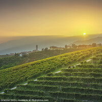 Buy canvas prints of Prosecco Hills, vineyards and San Pietro di Barbozza village. by Stefano Orazzini
