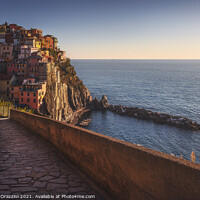 Buy canvas prints of Manarola village and stone trail. Cinque Terre, Italy by Stefano Orazzini