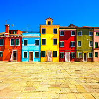 Buy canvas prints of Burano island central square and colourful houses, Italy by Stefano Orazzini