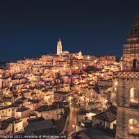 Buy canvas prints of Matera ancient town i Sassi night view, Italy by Stefano Orazzini