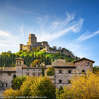 Buy canvas prints of Assisi town and Rocca Maggiore fortress. Umbria, Italy. by Stefano Orazzini