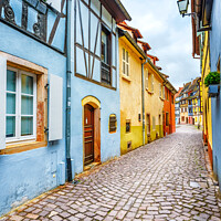 Buy canvas prints of Colmar, Petit Venice, narrow street and traditional houses. Alsace by Stefano Orazzini
