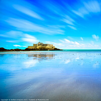 Buy canvas prints of Saint Malo Fort National and beach, low tide. Brittany, France. by Stefano Orazzini