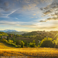 Buy canvas prints of Urbino city and countryside landscape at sunset. Marche, Italy by Stefano Orazzini