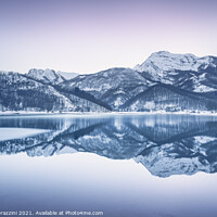 Buy canvas prints of Gramolazzo iced lake and snow in Apuan mountains. Tuscany by Stefano Orazzini