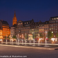 Buy canvas prints of Strasbourg, evening in Kleber square. Cathedral on background by Stefano Orazzini