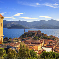 Buy canvas prints of Elba island, Portoferraio view. Lighthouse and medieval fort. Italy by Stefano Orazzini