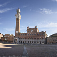 Buy canvas prints of Siena, Piazza del Campo square and Mangia tower. Tuscany, Italy by Stefano Orazzini