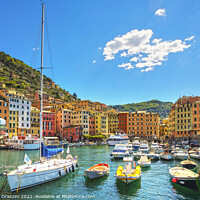 Buy canvas prints of Camogli marina, boats and colorful houses. Ligury by Stefano Orazzini