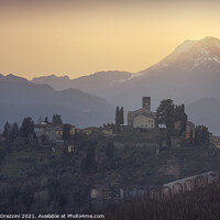 Buy canvas prints of Barga town and Alpi Apuane mountains in winter. Tuscany by Stefano Orazzini