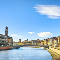 Buy canvas prints of Pisa, Arno river, Ponte di Mezzo bridge. Tuscany, by Stefano Orazzini