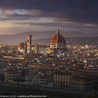 Buy canvas prints of Florence, Duomo Cathedral landmark. Sunset view. by Stefano Orazzini