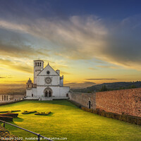 Buy canvas prints of Assisi, San Francesco Basilica church at sunset. Umbria, Italy. by Stefano Orazzini