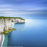 Buy canvas prints of Etretat, cliff and beach. Aerial view. Normandy, France by Stefano Orazzini