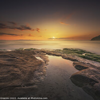 Buy canvas prints of Sunset over Cala Violina bay beach in Maremma, Tuscany. by Stefano Orazzini