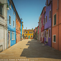 Buy canvas prints of Burano island street, colorful houses in Venetian lagoon  by Stefano Orazzini
