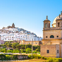 Buy canvas prints of Ostuni white town skyline and church, Brindisi, Apulia. by Stefano Orazzini